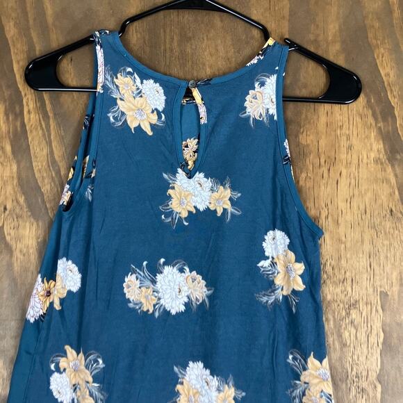 LOFT Womens Tank Top Blue White Floral Petite Crew Neck Keyhole Back XXSP - Picture 11 of 12